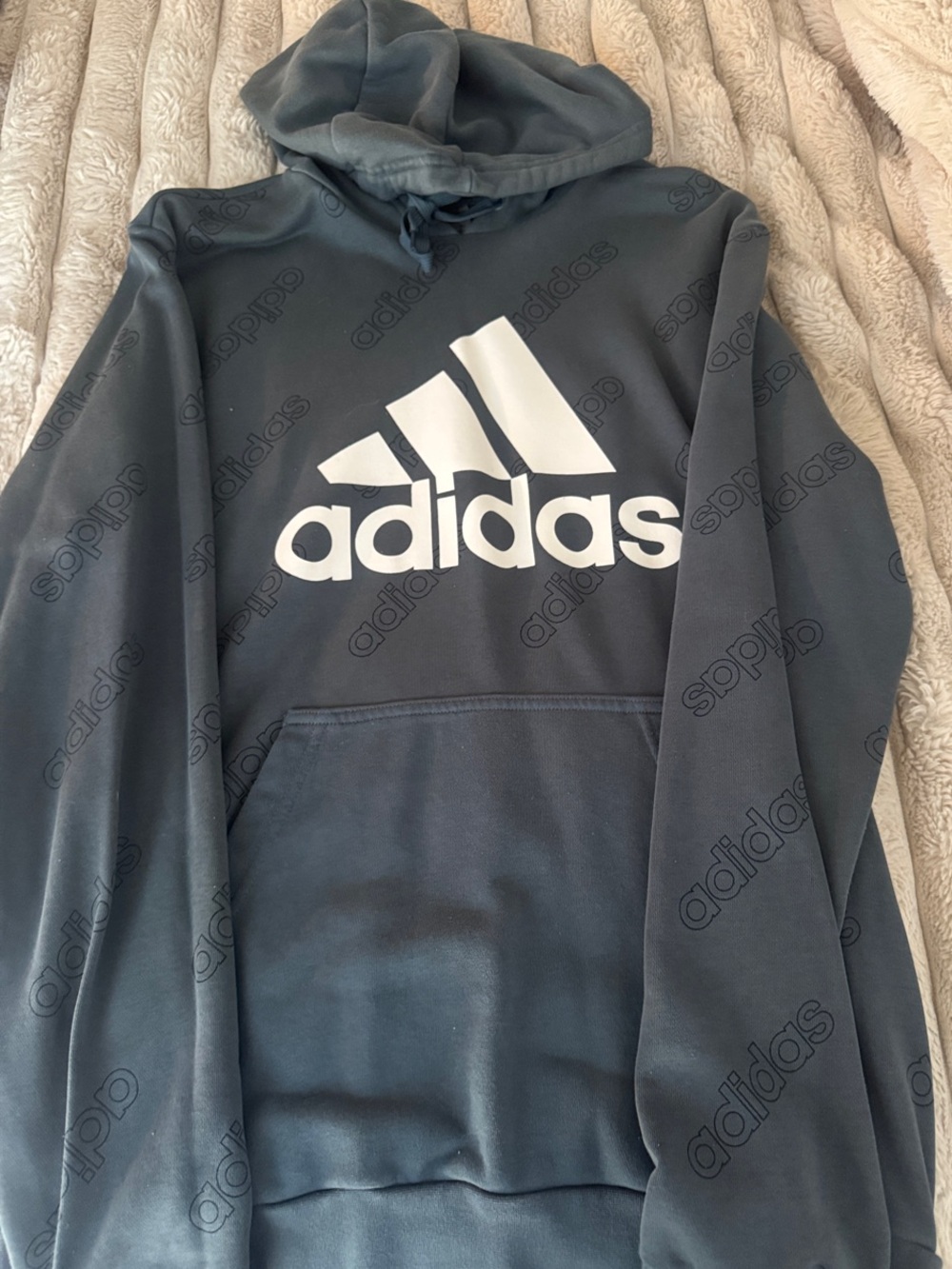 adidas Navy Hoodie with Large White Logo